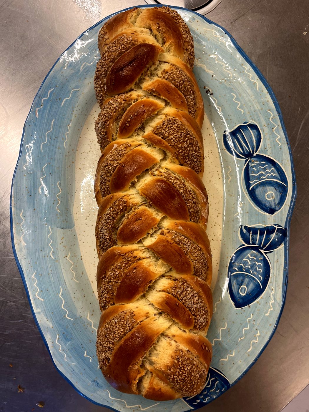 Braided sesame bread