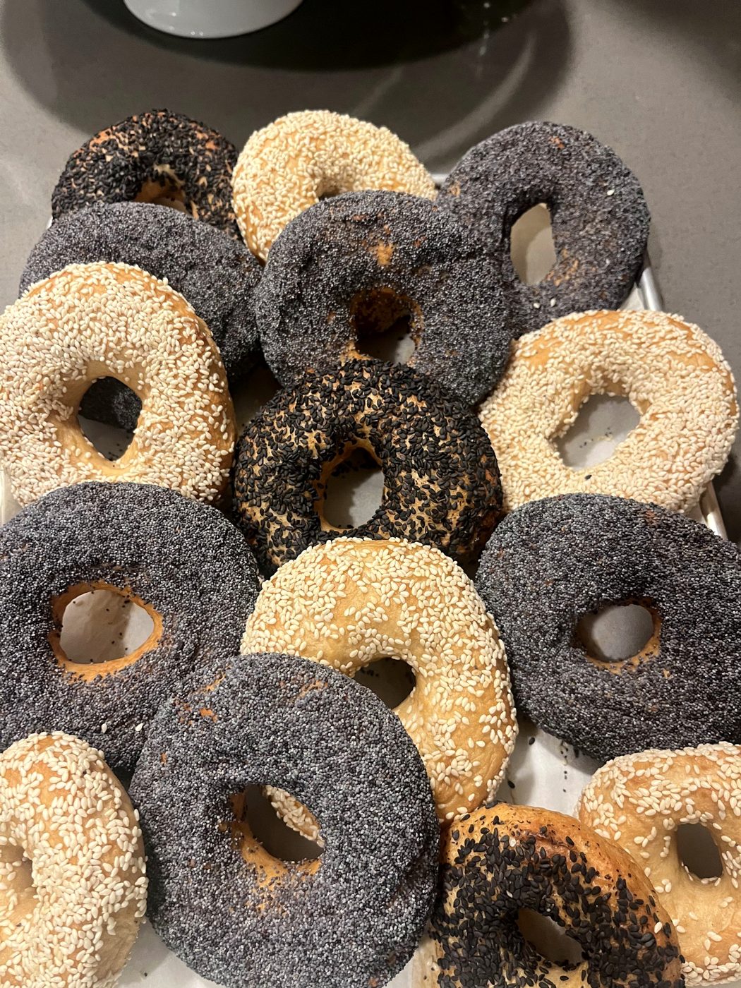Sesame and poppy seed bagels