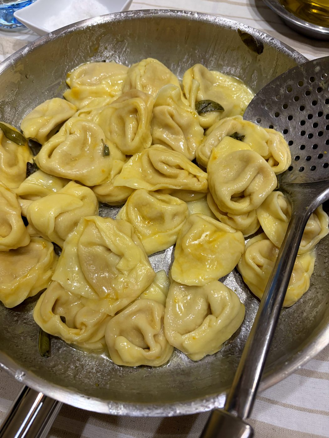 Ravioli with butter and sage in the pan